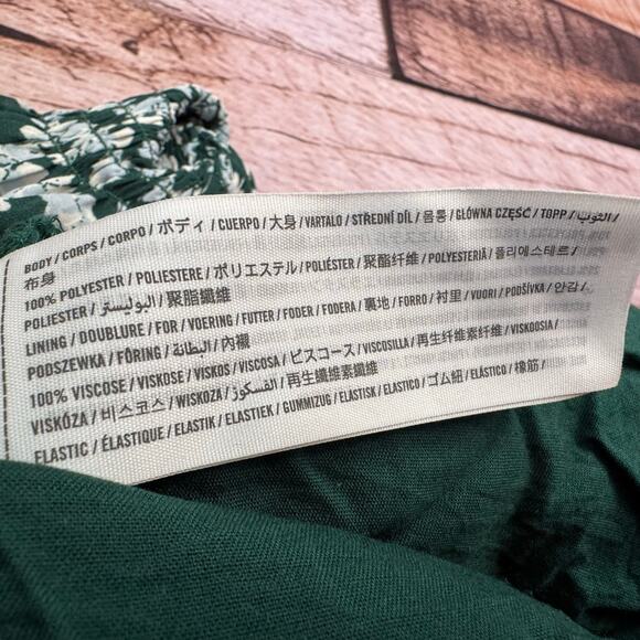 Abercrombie & Fitch Dress Green Floral Smocked Waist Mini Small Cottagecore Fall - Picture 8 of 8